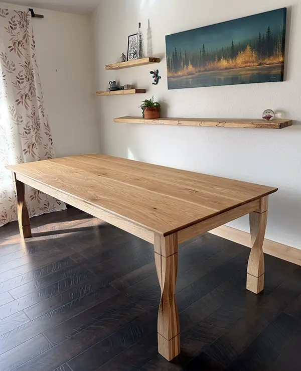 Handcrafted hickory dining table