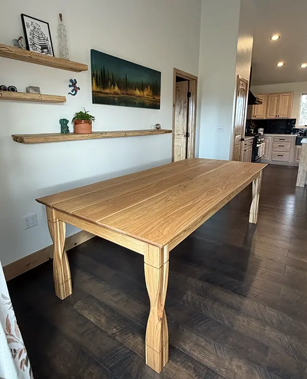 Handcrafted hickory dining table