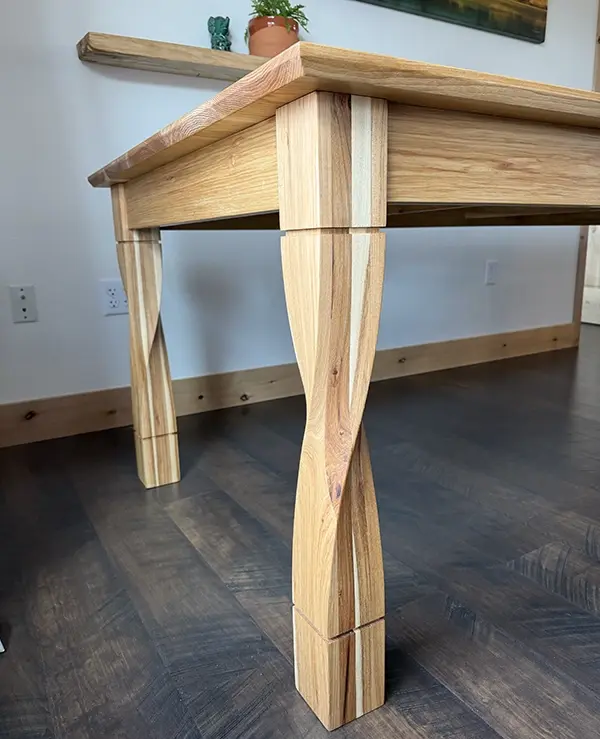 Handcrafted hickory dining table
