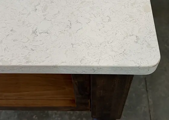 Custom made kitchen island with quartz top