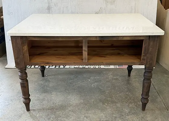 Custom made kitchen island with quartz top